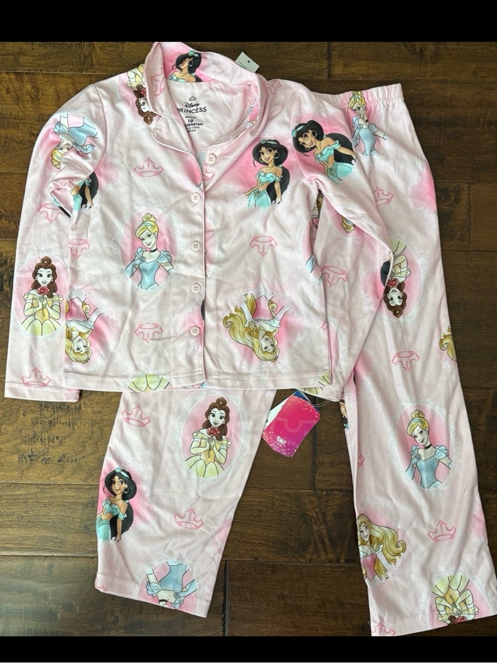 Light Pink Button Down Top Disney Princess Pajama